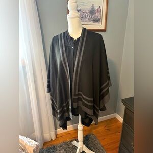Lauren Ralph Lauren Black and Gray Striped Cape